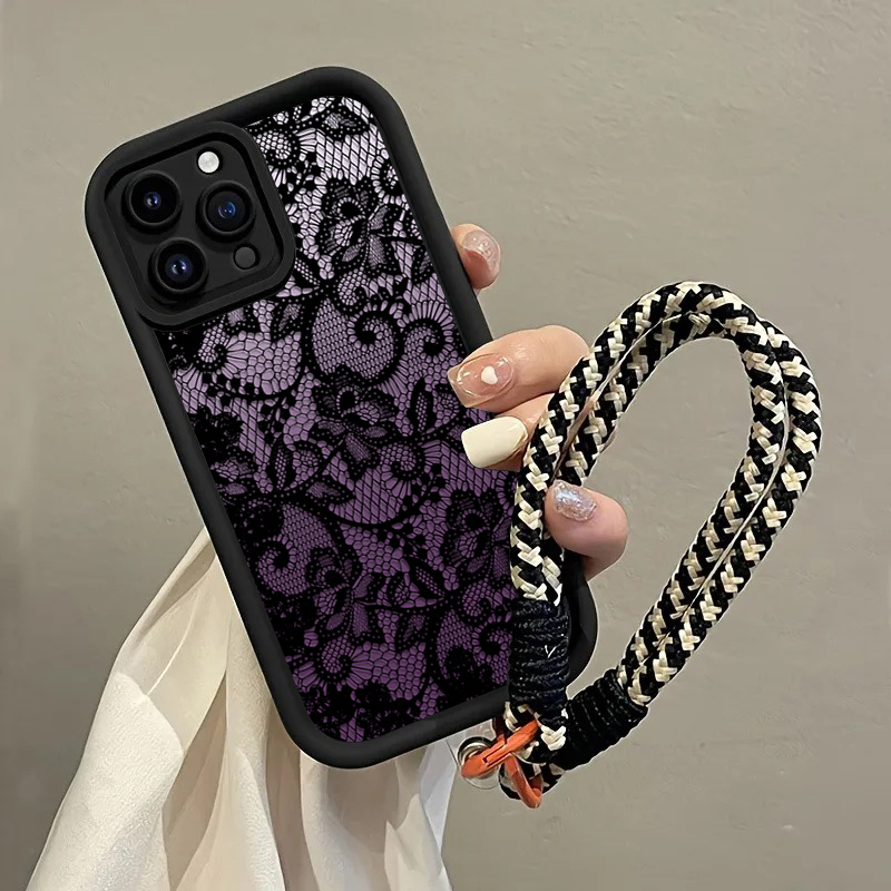 Samsung Galaxy Strap - Black Purple Lace Hang Strap Phone