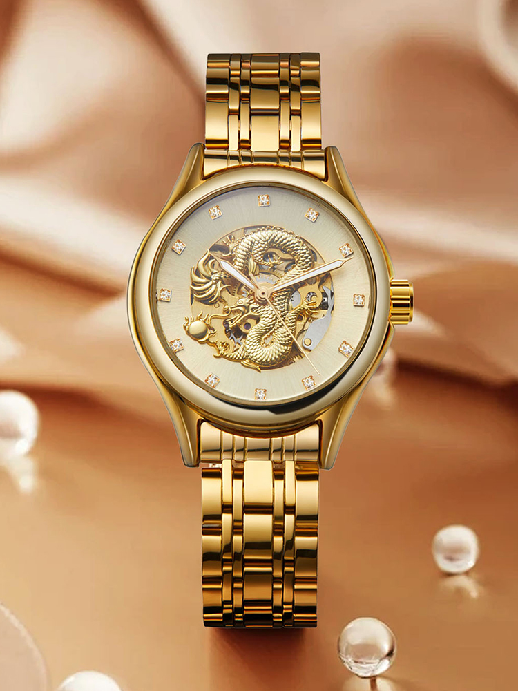 Skeleton Mechanical Watch - T-WINNER High-end Luxury Dragon Woman Watch
