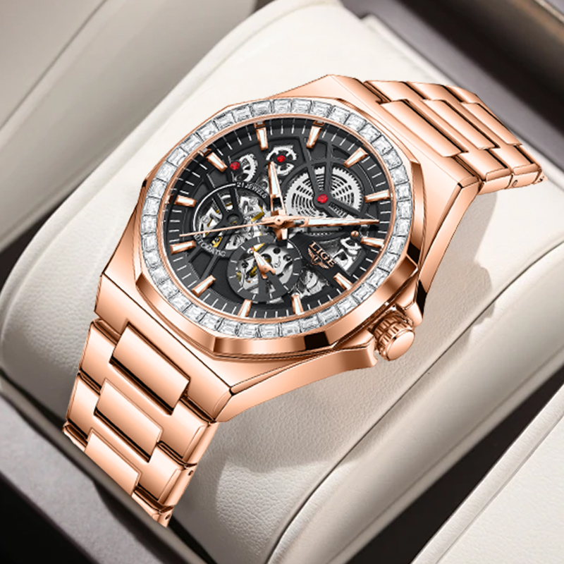 Skeleton Mechanical Watch - LIGE Original Design Mechanical Watches for