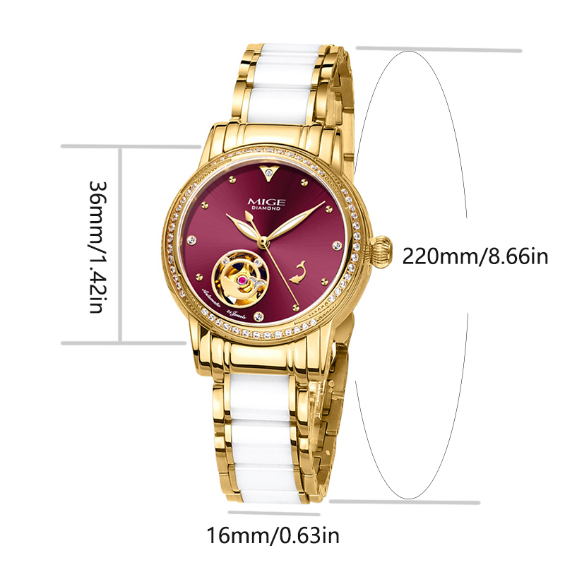 MIGE Ladies Skeleton Auto Watc - Skeleton Mechanical Watch ulasan dan harga