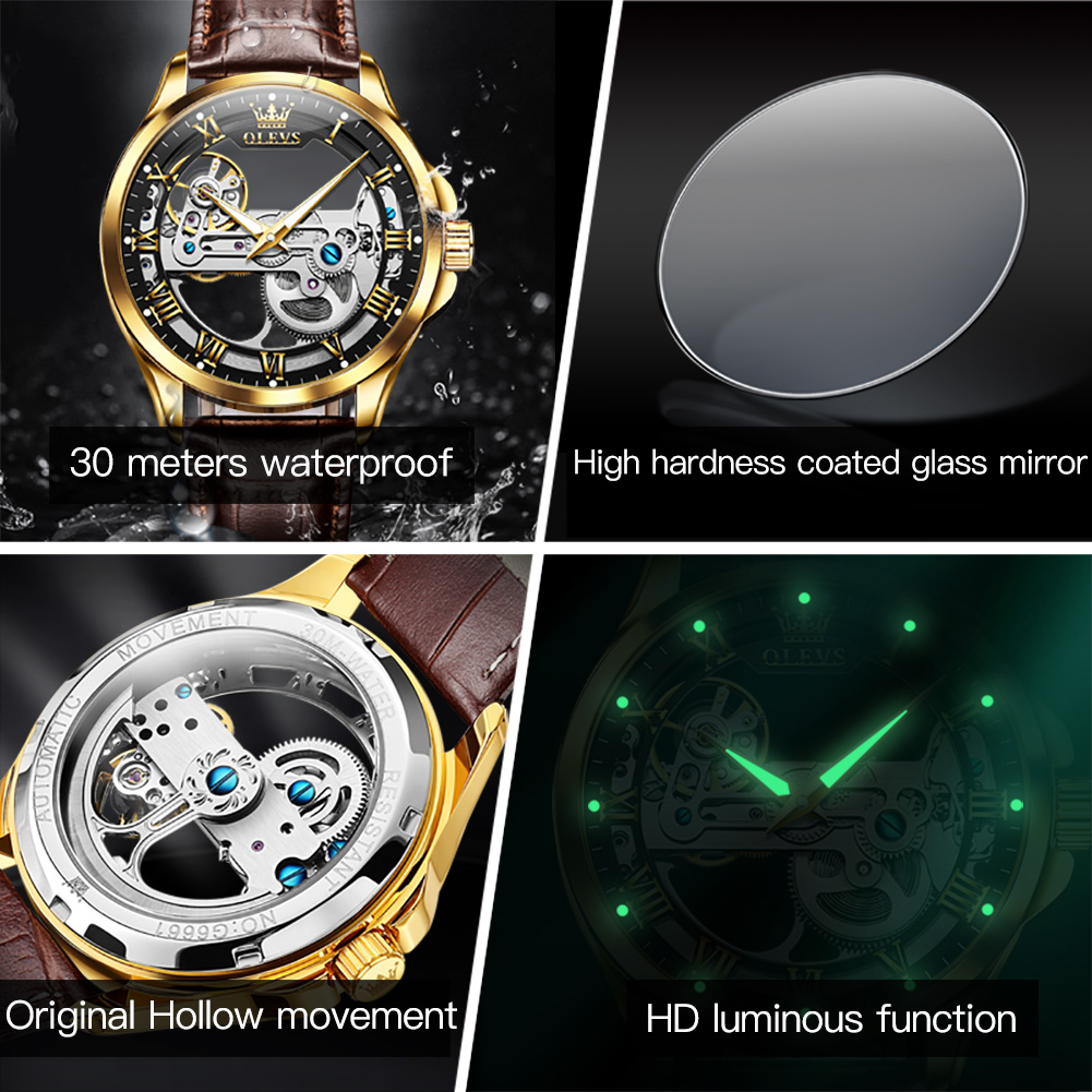 OLEVS Couple Watches Original  - Skeleton Mechanical Watch ulasan dan harga