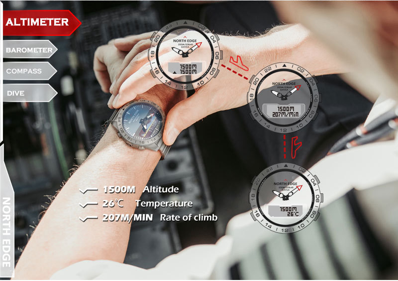 NORTH EDGE Luxury Men Smart Wa - Smartwatch Army Watches For Men ulasan dan harga