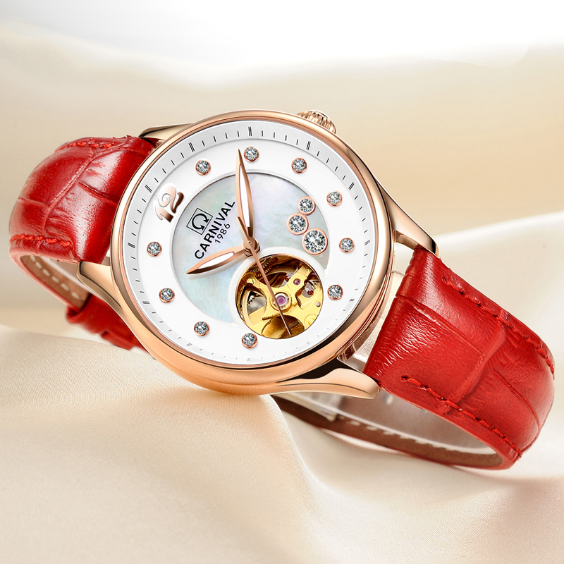 Switzerland CARNIVAL Luxury Wo - Skeleton Mechanical Watch ulasan dan harga