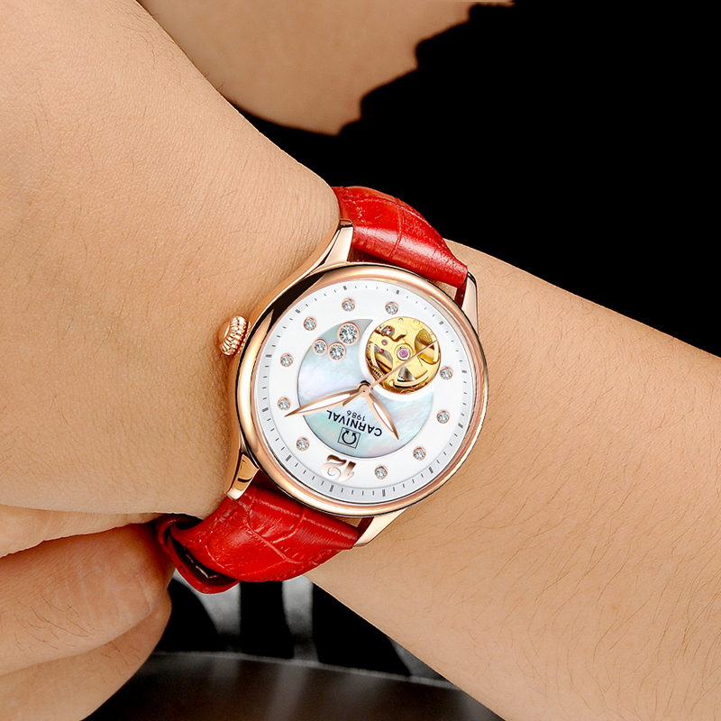 Switzerland CARNIVAL Luxury Wo - Skeleton Mechanical Watch ulasan dan harga