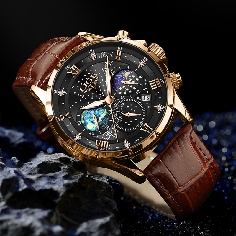 LIGE New 24 Hour Moon Phase Wa - Smartwatch Army Watches For Men ulasan dan harga