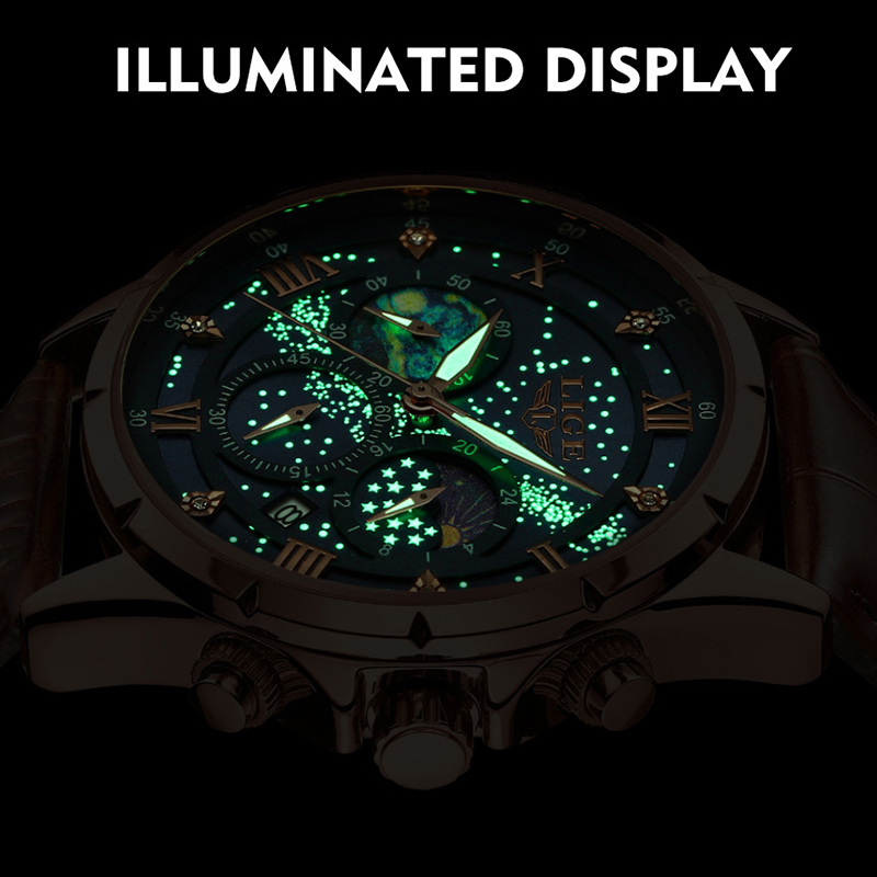 LIGE New 24 Hour Moon Phase Wa - Smartwatch Army Watches For Men ulasan dan harga