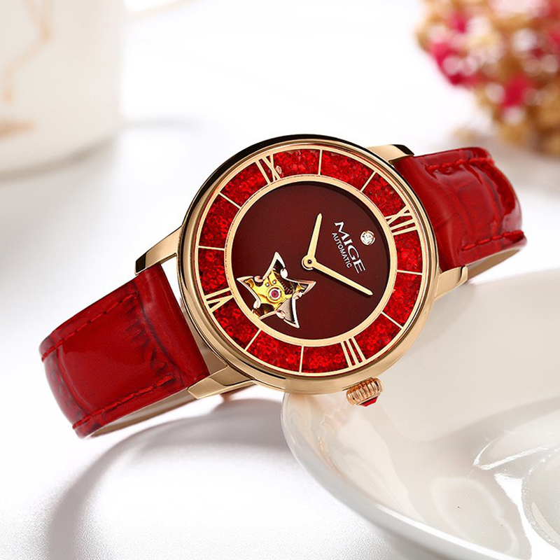 MIGE Ladies Star Skeleton Auto - Skeleton Mechanical Watch ulasan dan harga