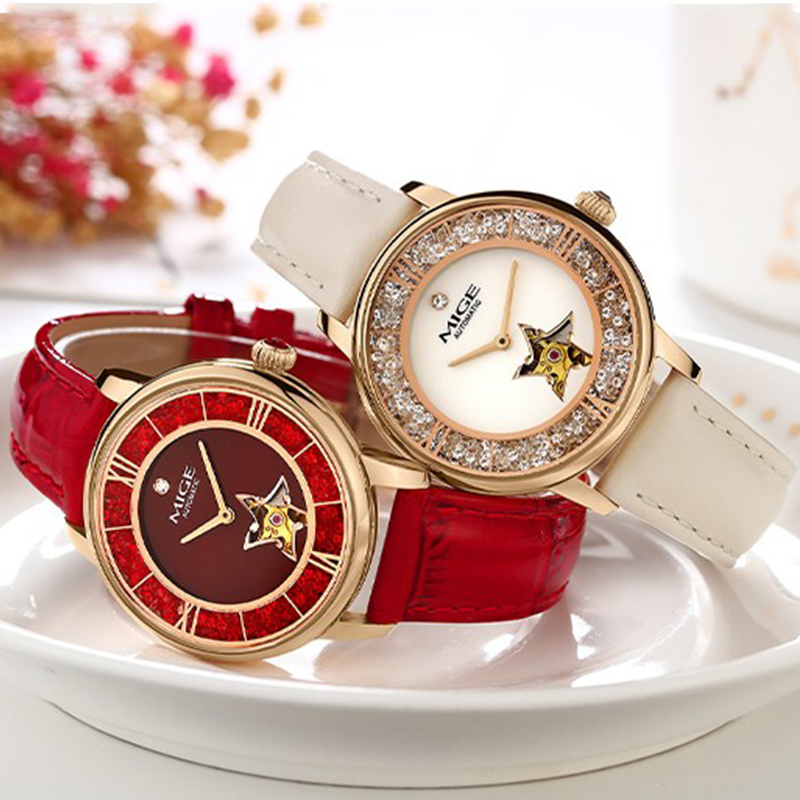 MIGE Ladies Star Skeleton Auto - Skeleton Mechanical Watch ulasan dan harga