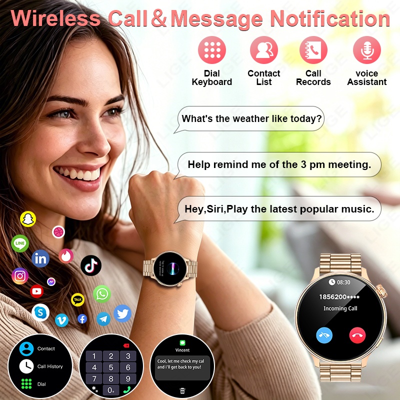 LIGE Luxury Women Smart Watch  - Smartwatch Luxury Watches For Women ulasan dan harga