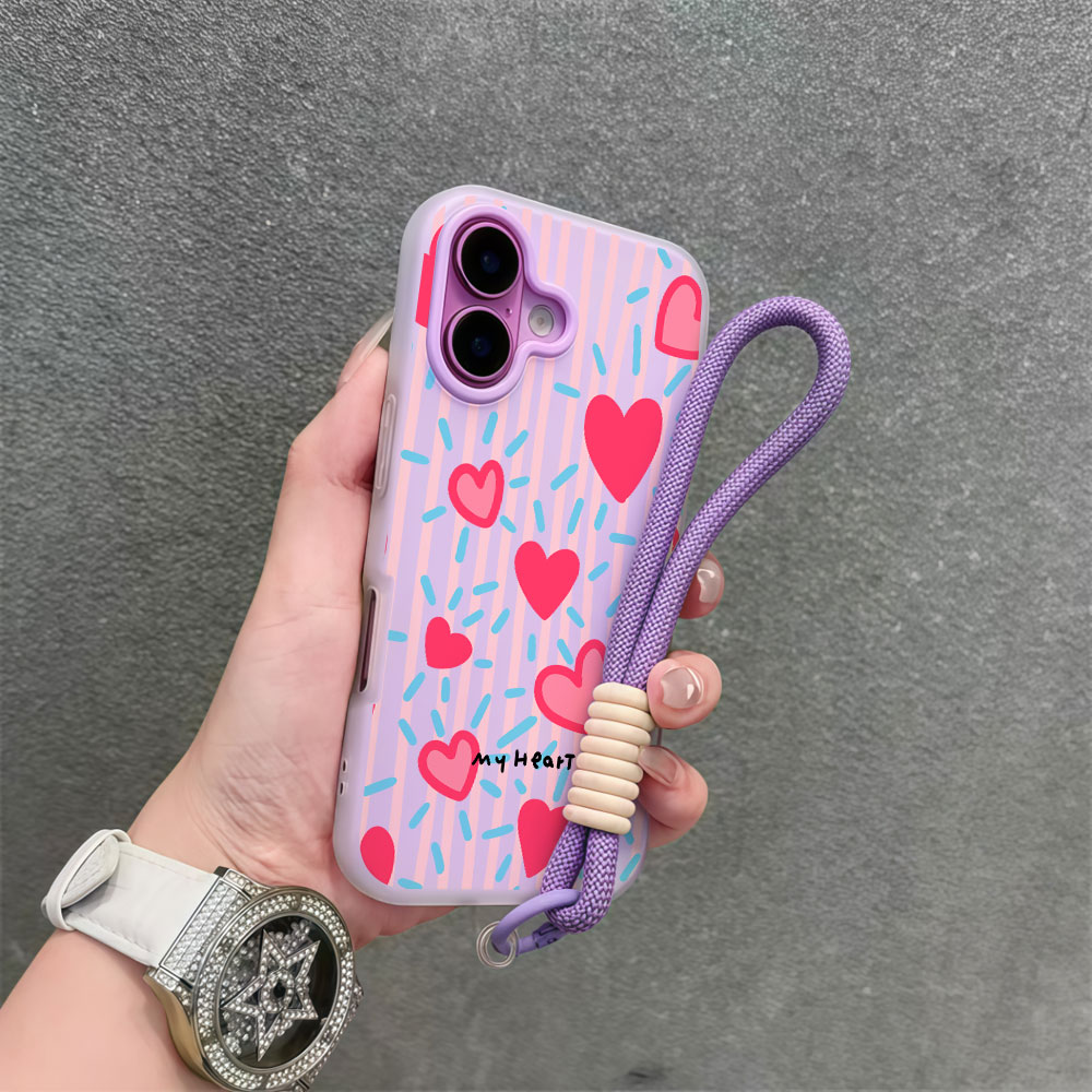 Red Heart Striped INS Phone Ca - Samsung Galaxy Strap ulasan dan harga