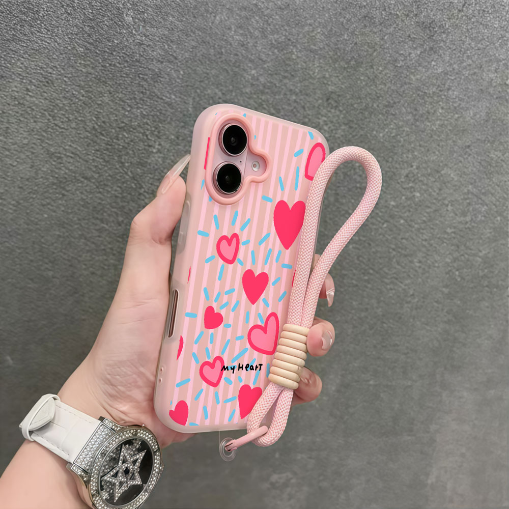 Red Heart Striped INS Phone Ca - Samsung Galaxy Strap ulasan dan harga