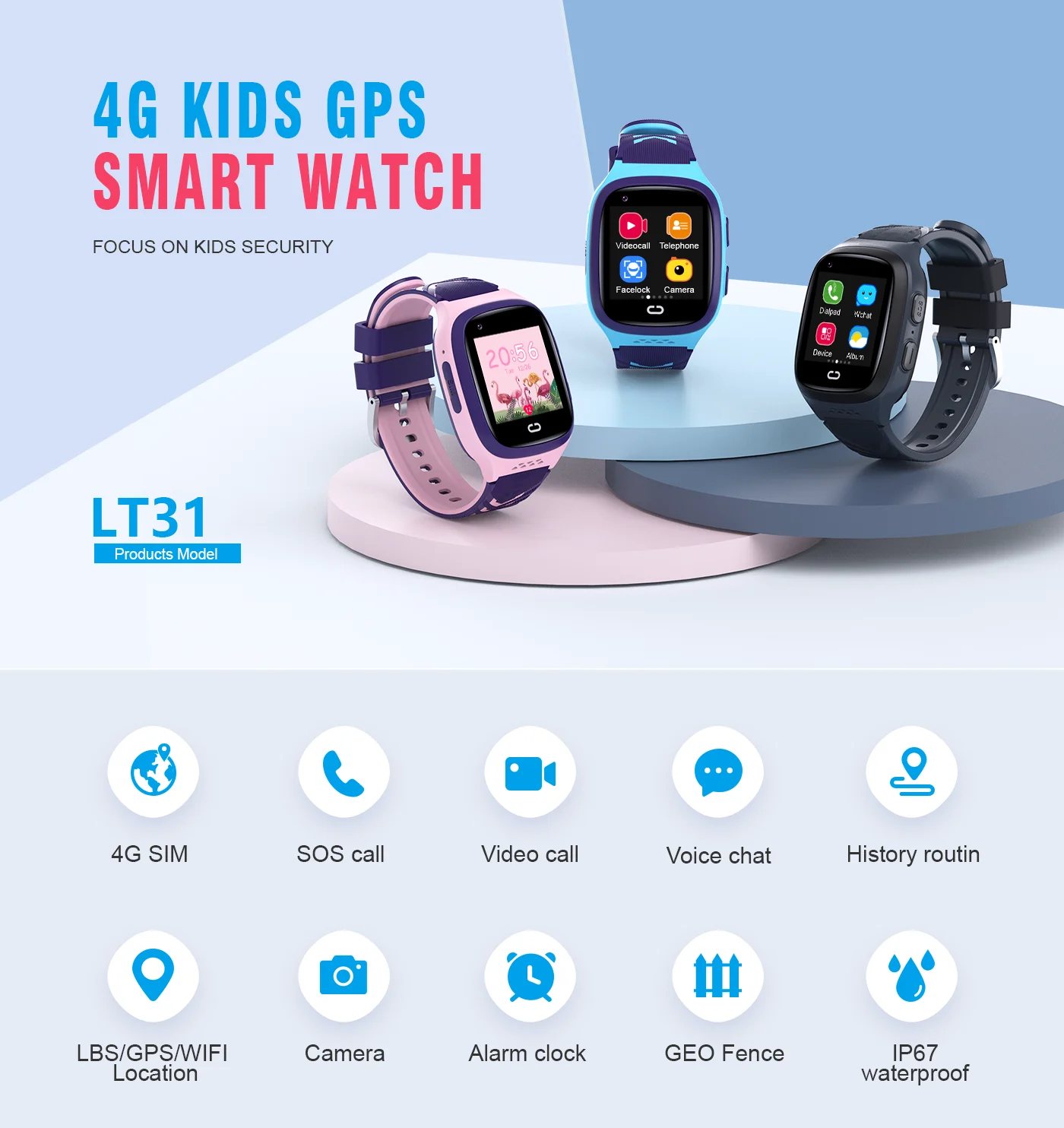 4G Kids Smartwatch SOS Waterpr - Smartwatch Digital Watches For Kids ulasan dan harga