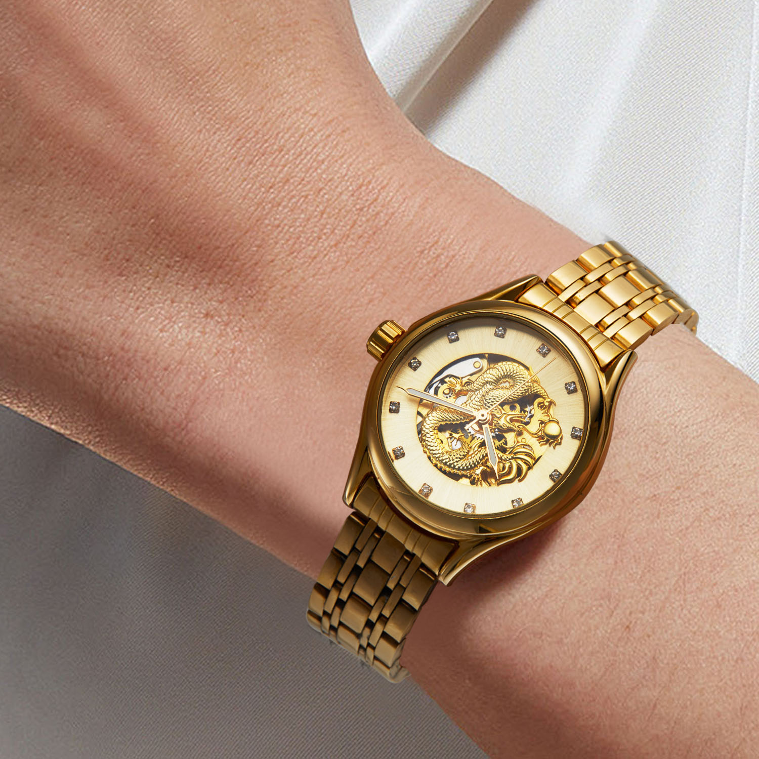 T-WINNER High-end Luxury Drago - Skeleton Mechanical Watch ulasan dan harga