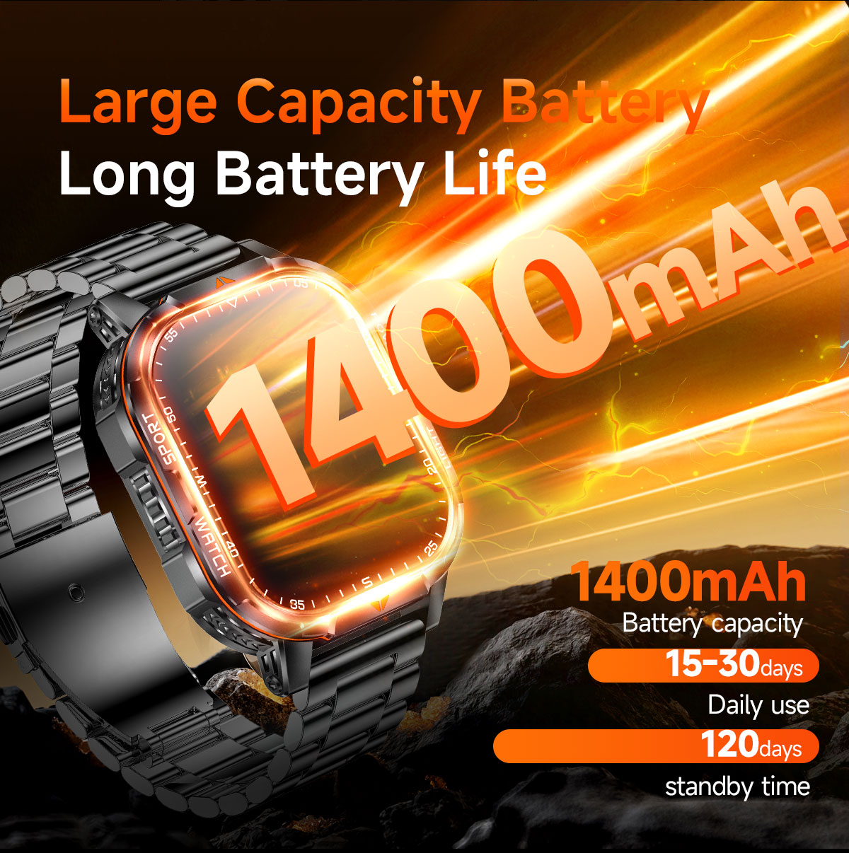 2026 New Military 1400mAh Batt - French Connection Watches Smartwatch App ulasan dan harga