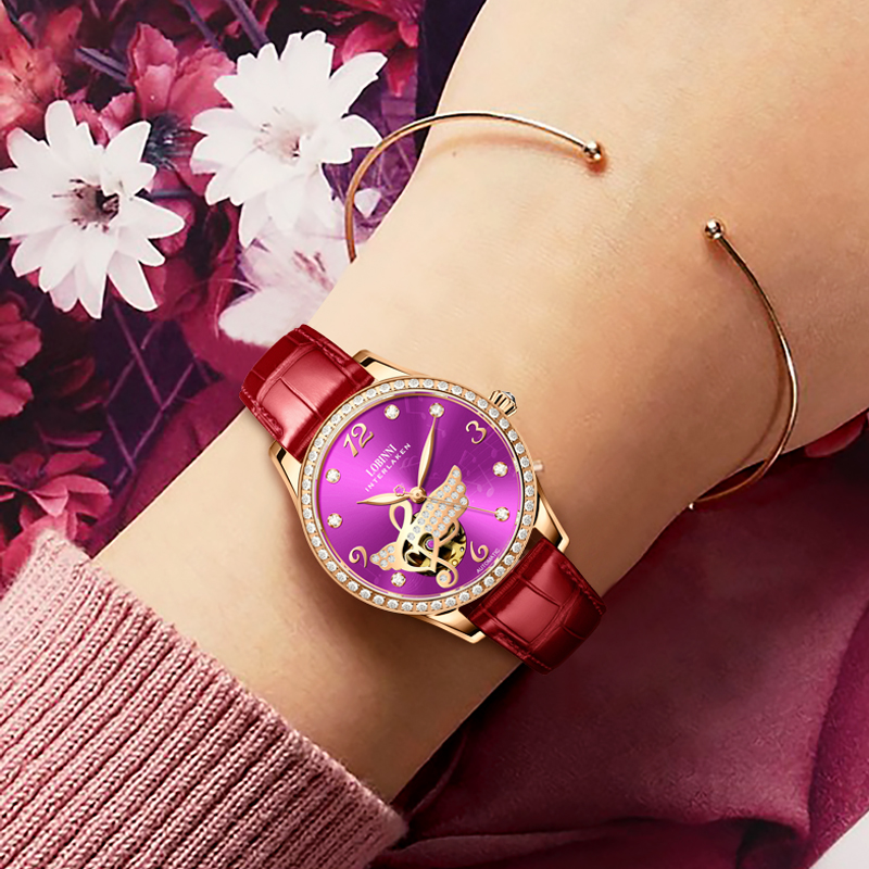 LOBINNI Women Automatic Watch  - Skeleton Mechanical Watch ulasan dan harga