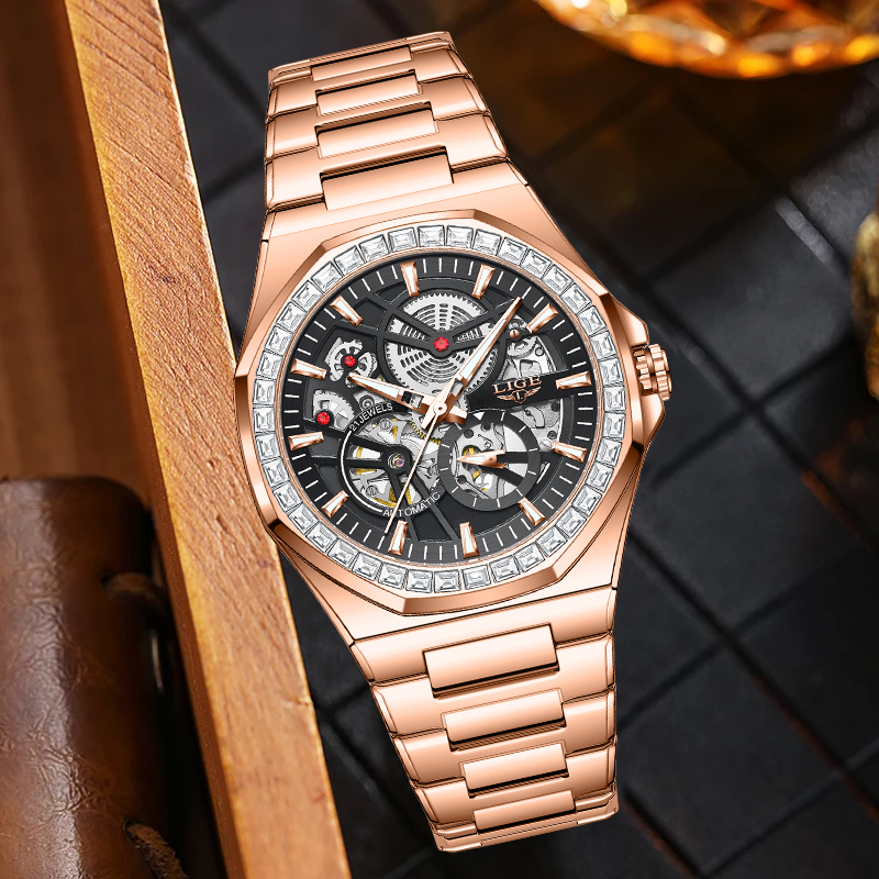 LIGE Original Design Mechanica - Skeleton Mechanical Watch ulasan dan harga