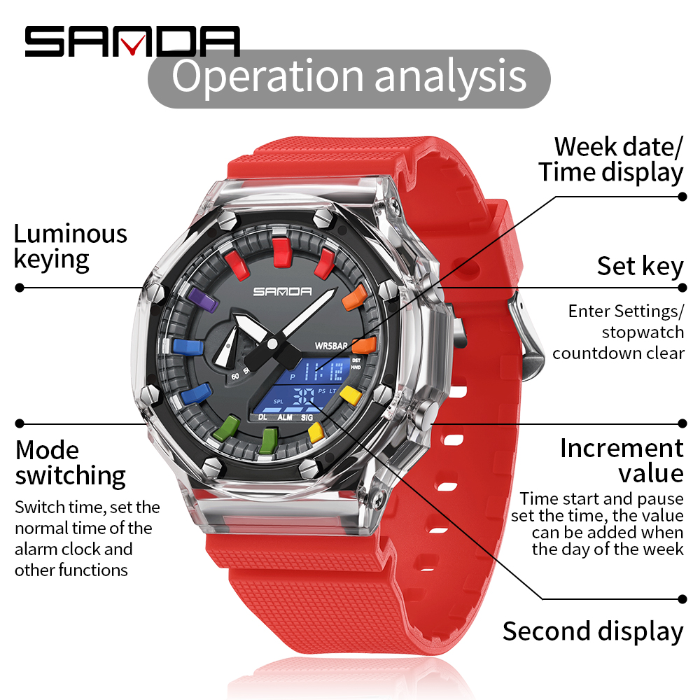 SANDA 3341Digital LED Watch Me - Smartwatch Army Watches For Men ulasan dan harga