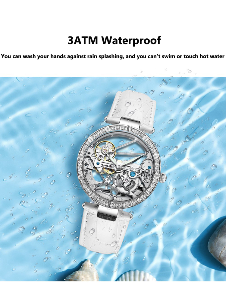 Luxury Skeleton Silver Dial Fa - Skeleton Mechanical Watch ulasan dan harga