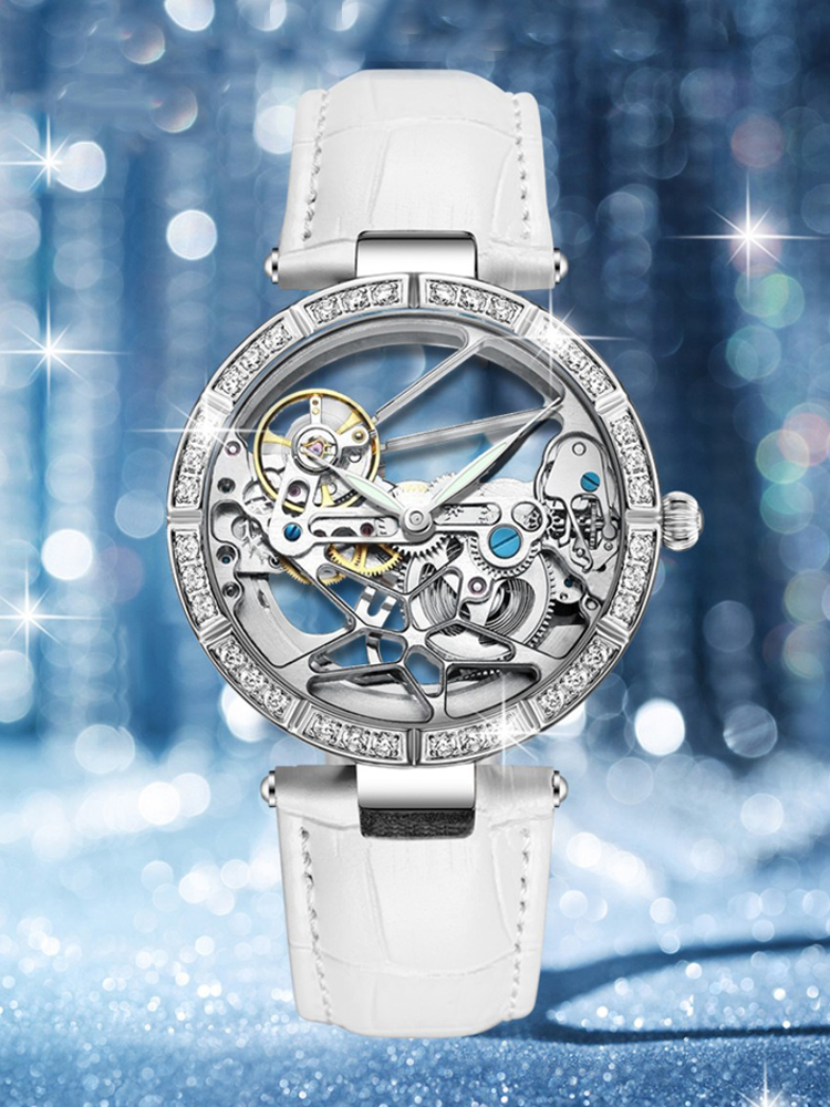 Luxury Skeleton Silver Dial Fa - Skeleton Mechanical Watch ulasan dan harga